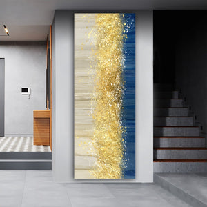 Large Abstract Golden Canvas Painting