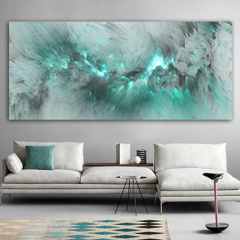 Light Blue Cloudy Abstract Painting