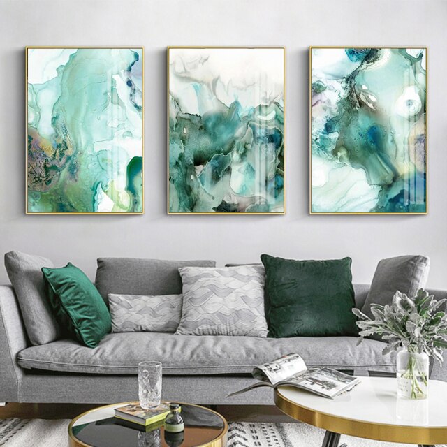 Green Mint Abstract 3PCS Painting