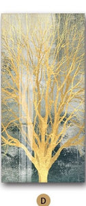 Nordic Abstract Golden Tree Painting