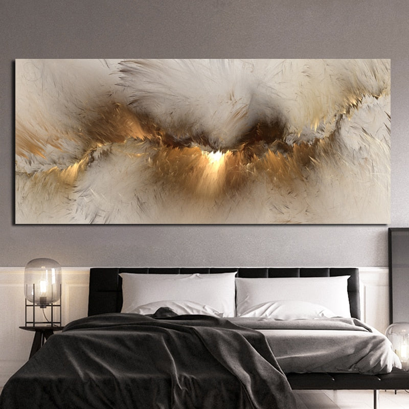 Golden Oil Abstract Painting