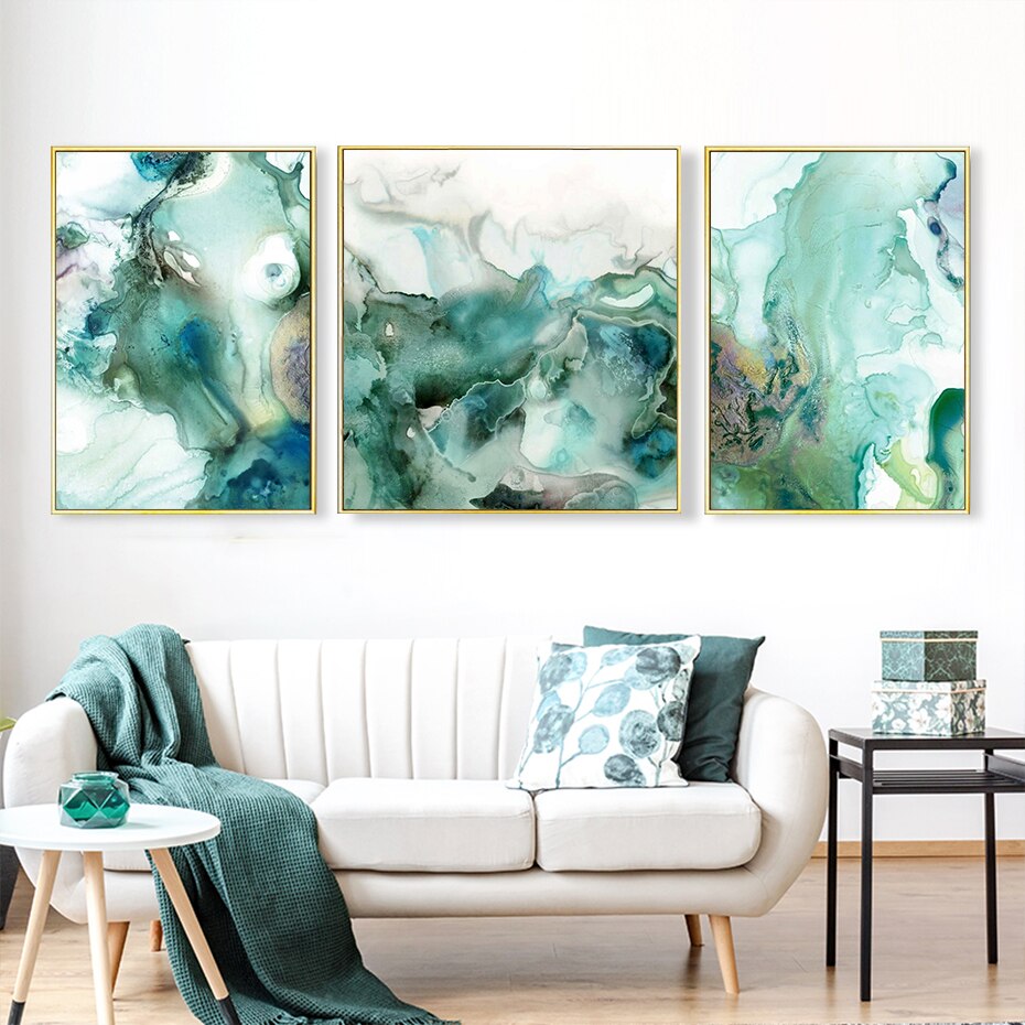 Green Mint Abstract 3PCS Painting