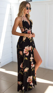 Black Maxi Flower Dress