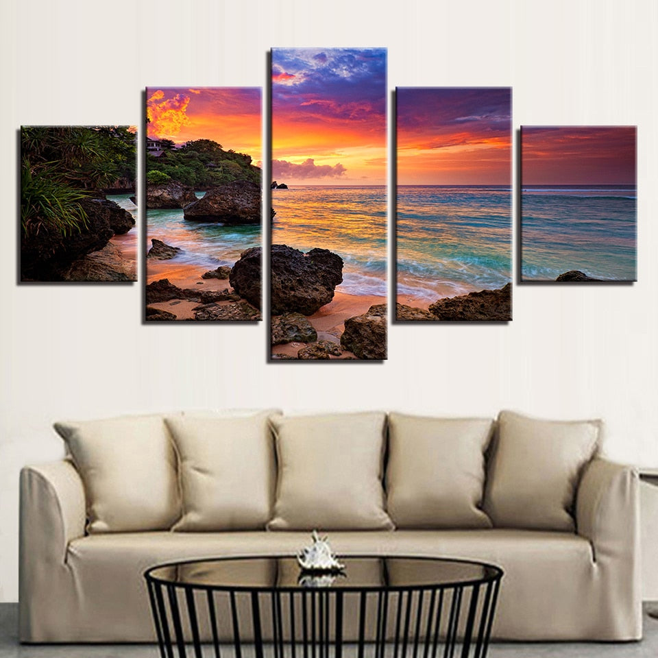 Sunset Ocean 5pcs Painting