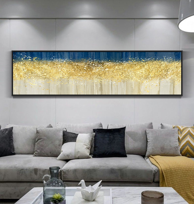 Large Abstract Golden Canvas Painting