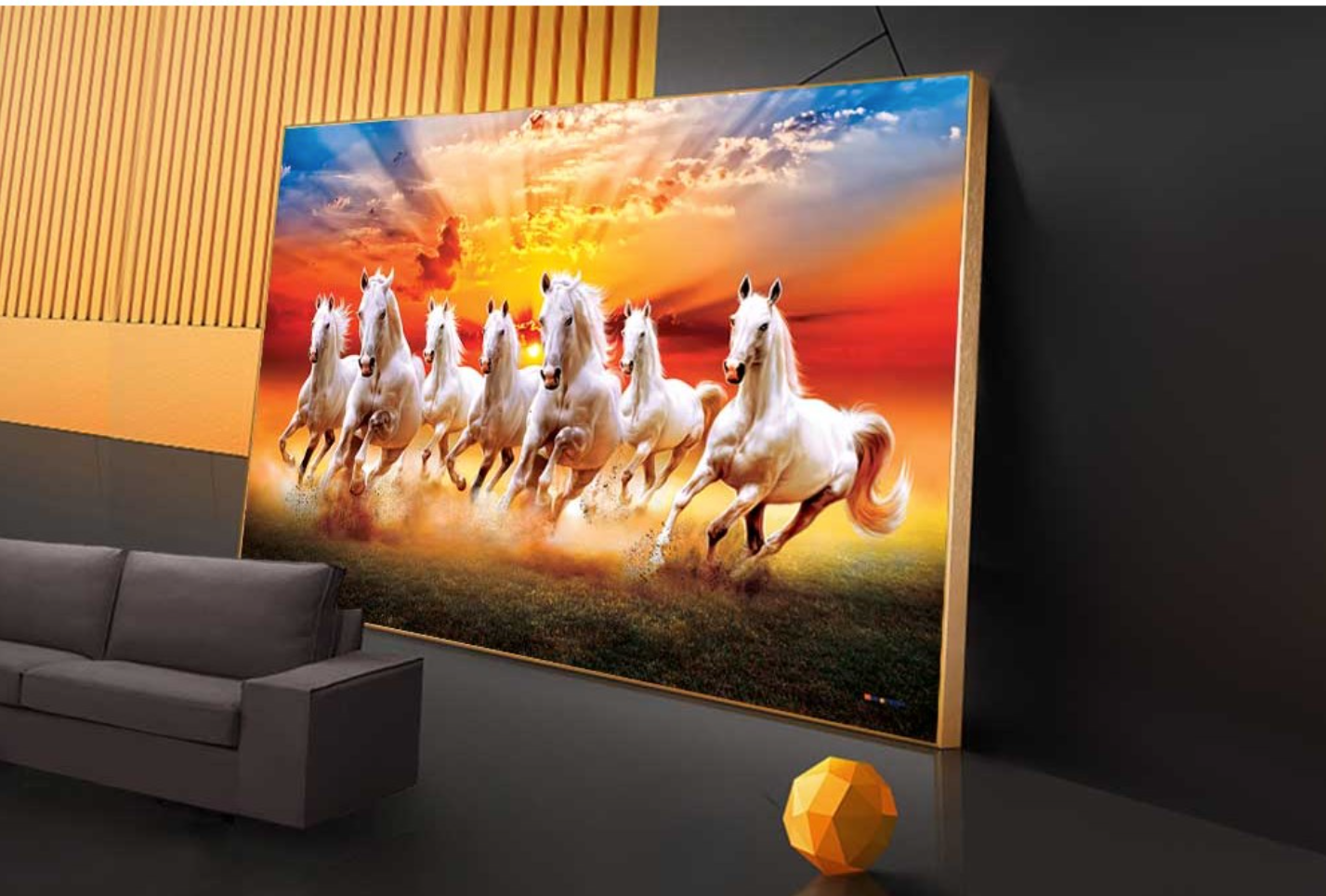 Seven Running White Horse Painting