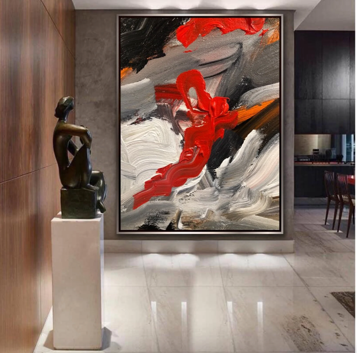 Red Marble Vein Abstract Painting