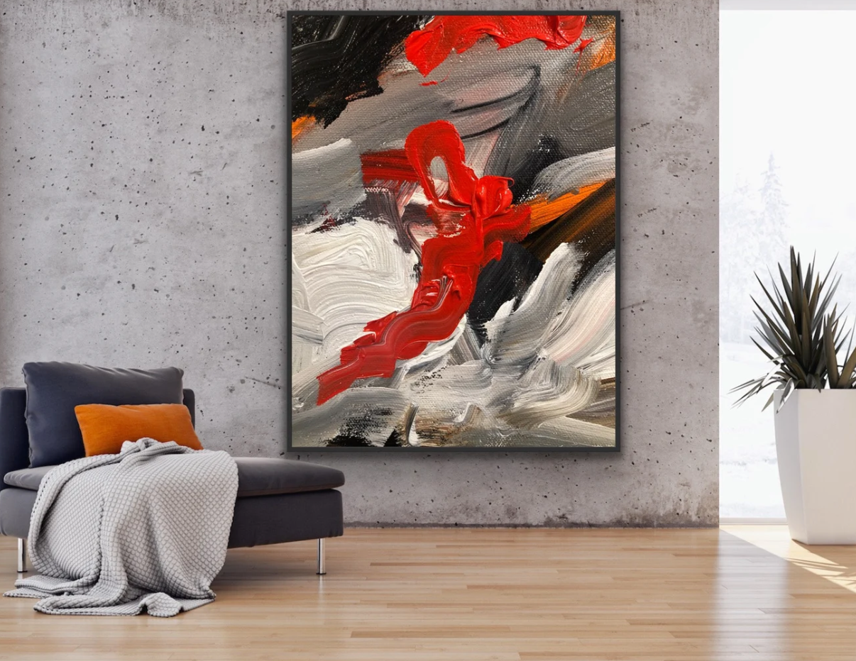 Red Marble Vein Abstract Painting