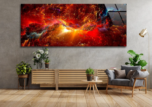 Red Lava Galaxy Abstract Painting