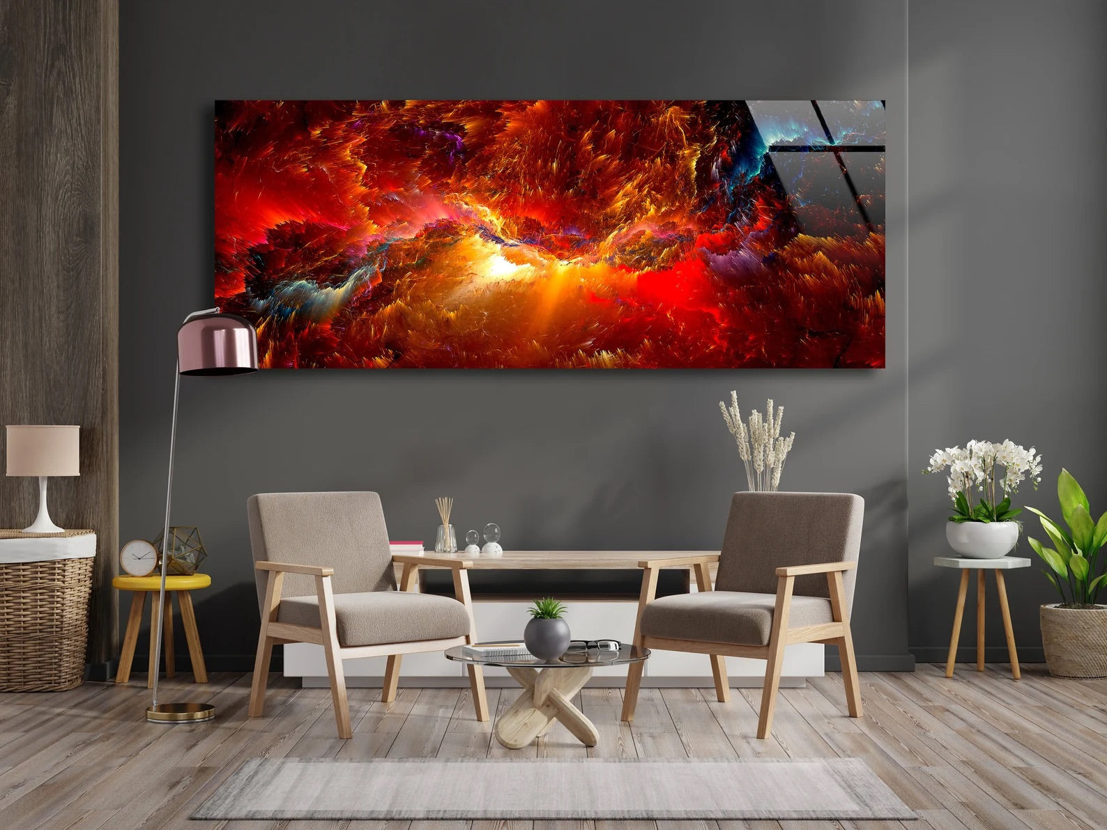 Red Lava Galaxy Abstract Painting
