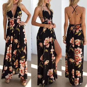 Black Maxi Flower Dress