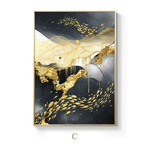 Nordic Abstract Black & Gold Painting (3PCS)
