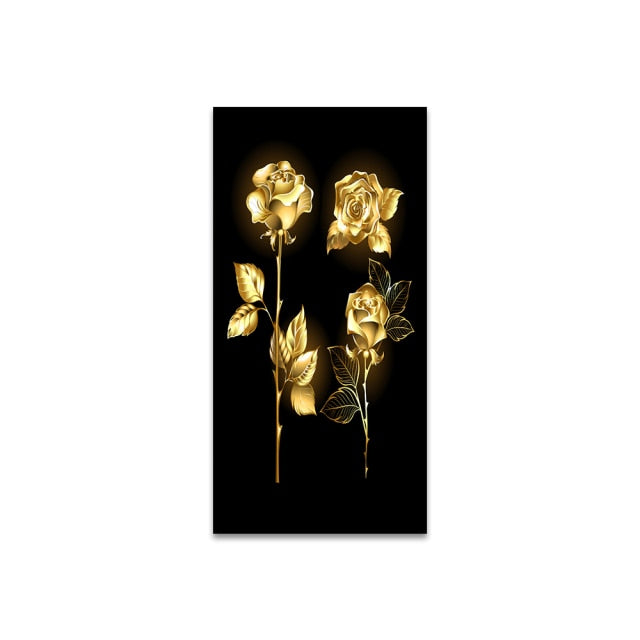 Golden Flower Leaf 3PCS Painting