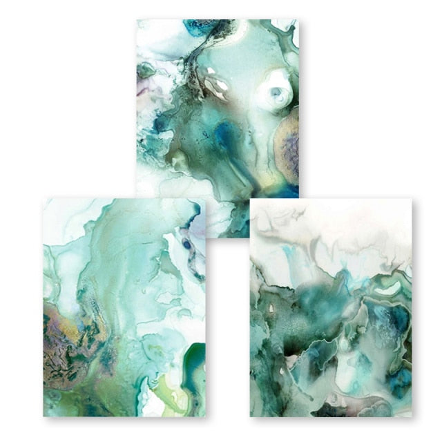 Green Mint Abstract 3PCS Painting